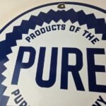 Vintage Pure Oil Co Sign – Texas Gas Service Station Pump Plate Porcelain Sign - Image 3