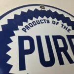 Vintage Pure Oil Co Sign – Texas Gas Service Station Pump Plate Porcelain Sign - Image 5