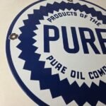 Vintage Pure Oil Co Sign – Texas Gas Service Station Pump Plate Porcelain Sign - Image 6
