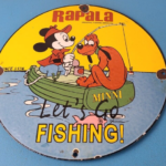 Vintage Rapala Sign – Mickey Mouse Pluto Fishing Tackle Lures Gas Oil Pump Sign