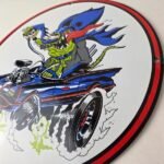 Vintage Rat Fink Hot Rod Batmobile Porcelain Sign – Kustom Fink Sign - Image 13