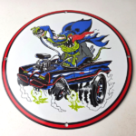 Vintage Rat Fink Hot Rod Batmobile Porcelain Sign – Kustom Fink Sign - Image 15