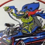 Vintage Rat Fink Hot Rod Batmobile Porcelain Sign – Kustom Fink Sign - Image 3