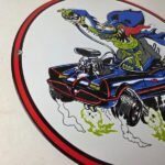 Vintage Rat Fink Hot Rod Batmobile Porcelain Sign – Kustom Fink Sign - Image 6