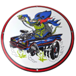 Vintage Rat Fink Hot Rod Batmobile Porcelain Sign – Kustom Fink Sign - Image 2