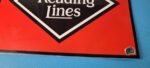 Vintage Reading Lines Sign – Railroad Railway Train Car Porcelain Gas Pump Sign - Image 12