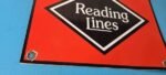 Vintage Reading Lines Sign – Railroad Railway Train Car Porcelain Gas Pump Sign - Image 7
