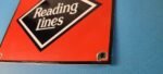 Vintage Reading Lines Sign – Railroad Railway Train Car Porcelain Gas Pump Sign - Image 10
