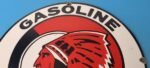 Vintage Red Hat Gasoline Porcelain Sign – Gas Motor Oil Pump Service Sign - Image 13
