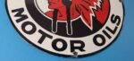 Vintage Red Hat Gasoline Porcelain Sign – Gas Motor Oil Pump Service Sign - Image 7