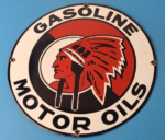 Vintage Red Hat Gasoline Porcelain Sign – Gas Motor Oil Pump Service Sign