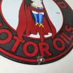 Vintage Red Head Motor Oil Sign – Gasoline Pump Superwoman Porcelain Sign - Image 11