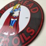 Vintage Red Head Motor Oil Sign – Gasoline Pump Superwoman Porcelain Sign - Image 13