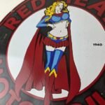 Vintage Red Head Motor Oil Sign – Gasoline Pump Superwoman Porcelain Sign - Image 4