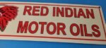 Vintage Red Indian Porcelain Sign – Large American Indian Service Gas Pump Sign - Image 4