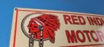 Vintage Red Indian Porcelain Sign – Large American Indian Service Gas Pump Sign - Image 5