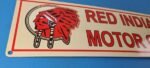 Vintage Red Indian Porcelain Sign – Large American Indian Service Gas Pump Sign - Image 6