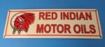 Vintage Red Indian Porcelain Sign – Large American Indian Service Gas Pump Sign