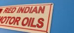 Vintage Red Indian Porcelain Sign – Large American Indian Service Gas Pump Sign - Image 8