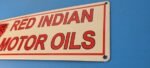 Vintage Red Indian Porcelain Sign – Large American Indian Service Gas Pump Sign - Image 9