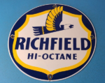 Vintage Richfield Gasoline Sign – Gas Motor Oil Pump Plate Porcelain Sign - Image 2
