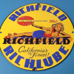 Vintage Richfield Richlube Sign – California's Finest Pinup Girl Gas Pump Sign