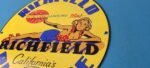 Vintage Richfield Richlube Sign – California's Finest Pinup Girl Gas Pump Sign - Image 9