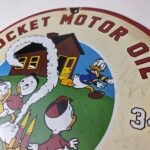 Vintage Rocket Motor Oil Sign – Donald Duck Gas Station Pump Porcelain Sign - Image 12