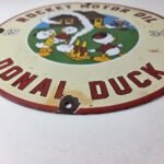 Vintage Rocket Motor Oil Sign – Donald Duck Gas Station Pump Porcelain Sign - Image 10
