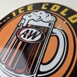 Vintage Root Beer Sign – A&W Ice Cold Mug Soda Porcelain Gas Pump Sign - Image 12