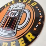 Vintage Root Beer Sign – A&W Ice Cold Mug Soda Porcelain Gas Pump Sign - Image 13