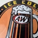 Vintage Root Beer Sign – A&W Ice Cold Mug Soda Porcelain Gas Pump Sign - Image 3