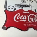 Vintage Route 66 Coca Cola Porcelain Sign – Curb Service Soda Diner Pump Sign - Image 11