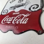 Vintage Route 66 Coca Cola Porcelain Sign – Curb Service Soda Diner Pump Sign - Image 14