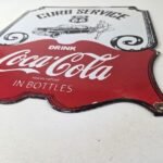 Vintage Route 66 Coca Cola Porcelain Sign – Curb Service Soda Diner Pump Sign - Image 10
