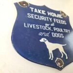 Vintage Security Feeds Porcelain Sign – Livestock, Poultry, Dogs Gas Pump Sign - Image 6