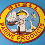 Vintage Shell Gasoline Sign – Dennis Menace Gas Service Station Porcelain Sign