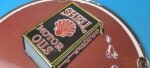 Vintage Shell Gasoline Sign – Free Motoring Gas Oil Pump Plate Porcelain Sign - Image 3