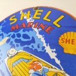 Vintage Shell Gasoline Sign – Marine Boat Porcelain Gas Pump Advertising Sign - Image 12