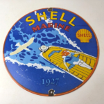 Vintage Shell Gasoline Sign – Marine Boat Porcelain Gas Pump Advertising Sign - Image 15