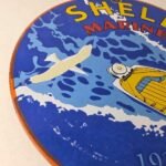 Vintage Shell Gasoline Sign – Marine Boat Porcelain Gas Pump Advertising Sign - Image 6