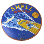 Vintage Shell Gasoline Sign – Marine Boat Porcelain Gas Pump Advertising Sign - Image 2