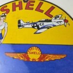Vintage Shell Gasoline Sign – Military Gas Pump Service Automobile Motor Sign - Image 4