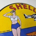 Vintage Shell Gasoline Sign – Military Gas Pump Service Automobile Motor Sign - Image 5