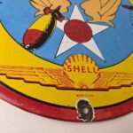 Vintage Shell Gasoline Sign – Military Navy War Bombs Gas Pump Porcelain Sign - Image 11