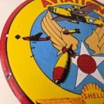 Vintage Shell Gasoline Sign – Military Navy War Bombs Gas Pump Porcelain Sign - Image 6