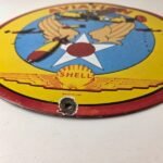 Vintage Shell Gasoline Sign – Military Navy War Bombs Gas Pump Porcelain Sign - Image 10