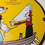 Vintage Shell Gasoline Sign – Popeye & Olive Gas Service Station Porcelain Sign - Image 4