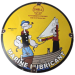 Vintage Shell Gasoline Sign – Popeye & Olive Gas Service Station Porcelain Sign - Image 2