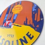 Vintage Shell Gasoline Sign – Redwood Park Gas Oil Pump Plate Porcelain Sign - Image 12